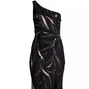 Black Beaded Aidan Mattox Gown Size 4